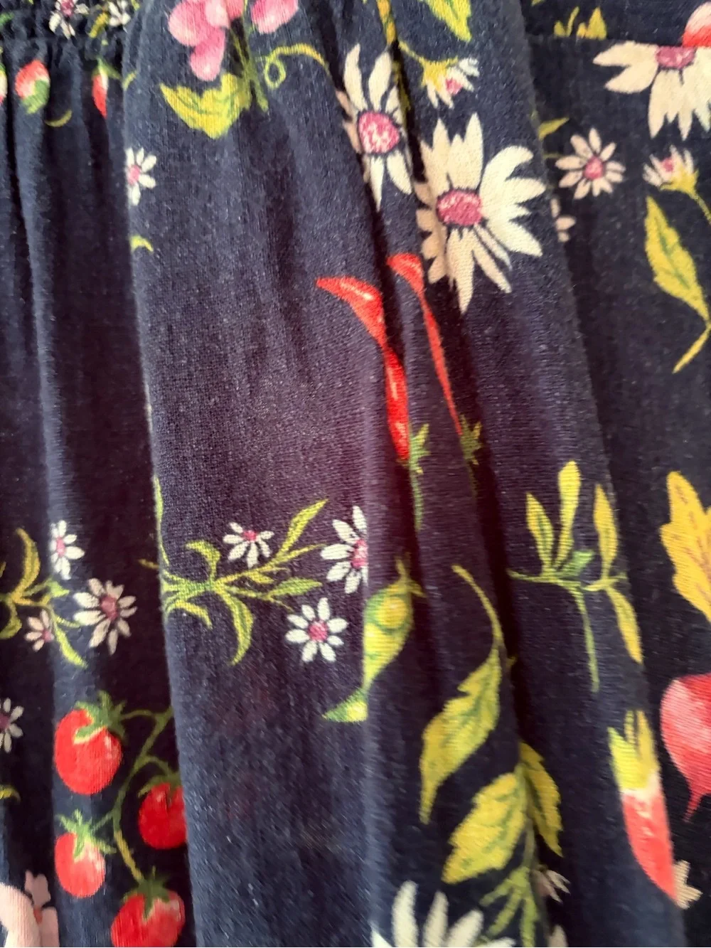 Navy Floral Fit and Flare Linen Midi Dress with Pockets - Picture 10 of 11